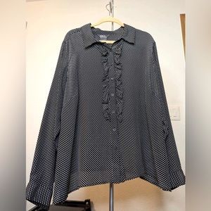 George by Mark Eisen Silk Black & White Polka Dot Blouse Size: 22W/24W **NWOT**